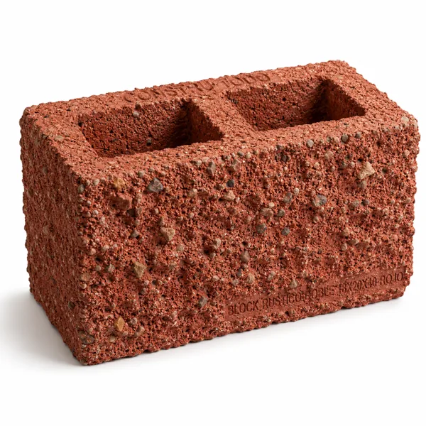 BLOCK RUSTICO DOBLE 18X20X40 ROJO