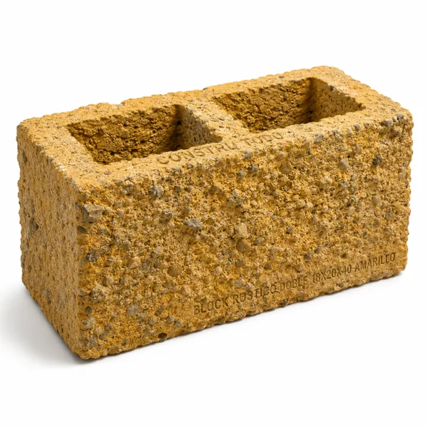 BLOCK RUSTICO DOBLE 18X20X40 AMARILLO